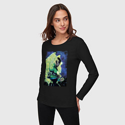 Лонгслив хлопковый женский Зеленый Фонарь Джон Стюарт, цвет: черный — фото 2