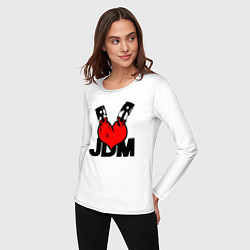 Лонгслив хлопковый женский JDM Heart Piston Japan, цвет: белый — фото 2