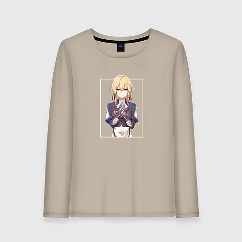 Женский лонгслив Violet art / Миндальный – фото 1