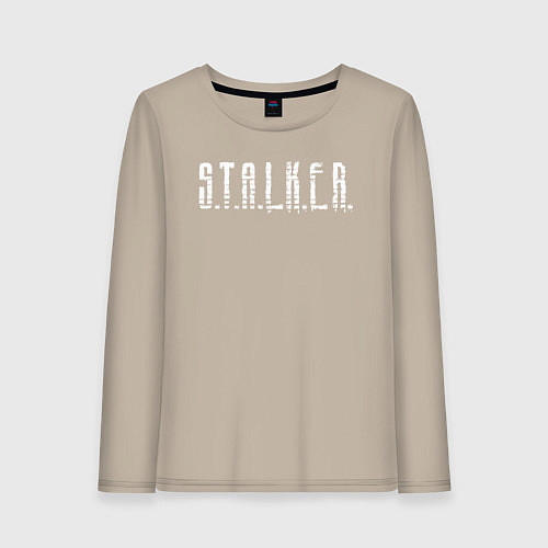 Женский лонгслив S T A L K E R - Logo / Миндальный – фото 1