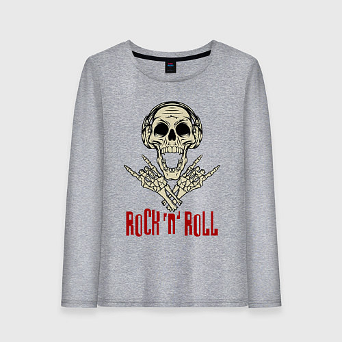 Женский лонгслив Rock n Roll Skull / Меланж – фото 1