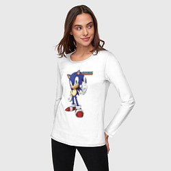 Лонгслив хлопковый женский Sonic Hedgehog Video game, цвет: белый — фото 2