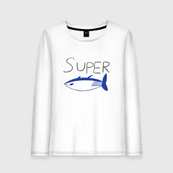 Лонгслив хлопковый женский Super tuna jin, цвет: белый
