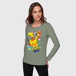 Лонгслив хлопковый женский ПОКЕМОНЫ POKEMON, цвет: авокадо — фото 2