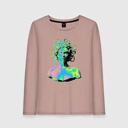 Лонгслив хлопковый женский Gorgon Medusa Vaporwave Neon, цвет: пыльно-розовый