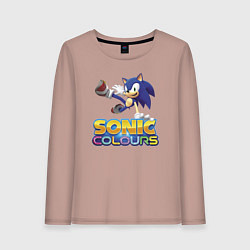 Лонгслив хлопковый женский Sonic Colours Hedgehog Video game, цвет: пыльно-розовый