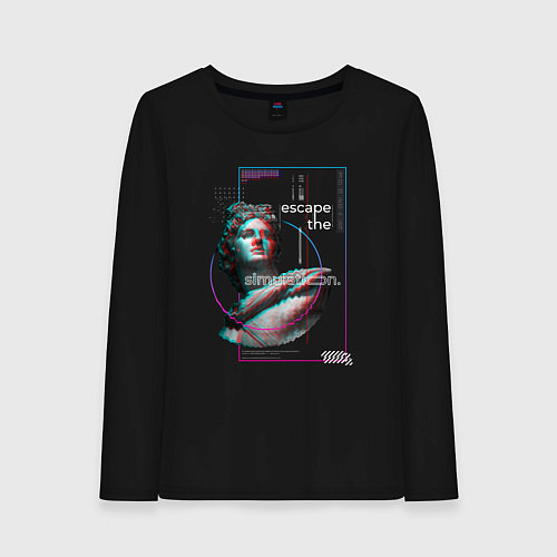 Женский лонгслив Vaporwave Glitch Escape the simulation / Черный – фото 1