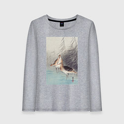 Лонгслив хлопковый женский Two Bar-tailed Godwits, цвет: меланж