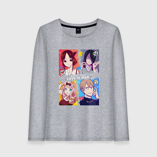 Женский лонгслив Госпожа Кагуя: В любви как на войне Love is War / Меланж – фото 1