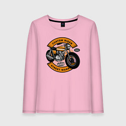 Лонгслив хлопковый женский Moto-sport Мотоцикл, цвет: светло-розовый
