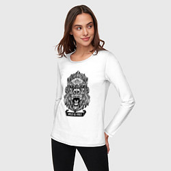 Лонгслив хлопковый женский Горилла в стиле Мандала Mandala Gorilla, цвет: белый — фото 2