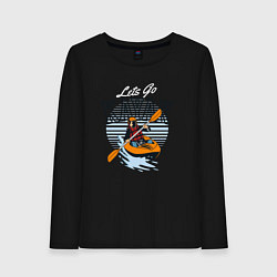 Лонгслив хлопковый женский Каяки Lets go, цвет: черный