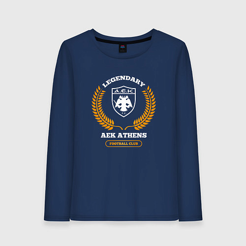 Женский лонгслив Лого AEK Athens и надпись Legendary Football Club / Тёмно-синий – фото 1