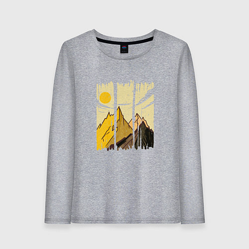Женский лонгслив Горный Пейзаж в штрихах Mountain Landscape Strokes / Меланж – фото 1