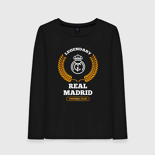 Женский лонгслив Лого Real Madrid и надпись Legendary Football Club / Черный – фото 1