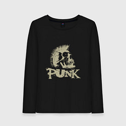 Лонгслив хлопковый женский Punk Skull, цвет: черный