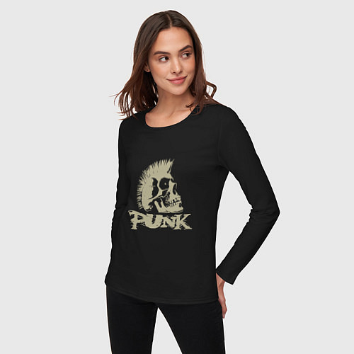 Женский лонгслив Punk Skull / Черный – фото 3