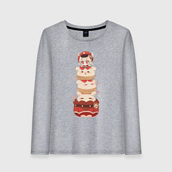 Лонгслив хлопковый женский Геншин импакт chibi clee, цвет: меланж