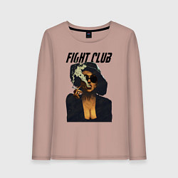Лонгслив хлопковый женский Fight Club - Marla Singer, цвет: пыльно-розовый