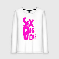 Лонгслив хлопковый женский Огромная надпись Sex Pistols, цвет: белый