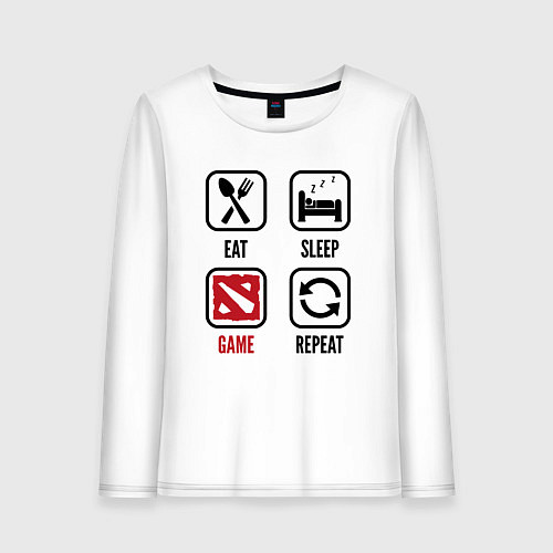 Женский лонгслив Eat Sleep Dota Repeat / Белый – фото 1