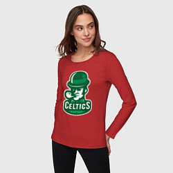 Лонгслив хлопковый женский Celtics Team, цвет: красный — фото 2