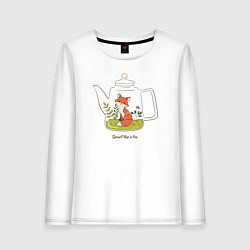 Лонгслив хлопковый женский Smart like a fox, цвет: белый