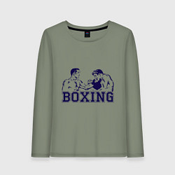 Лонгслив хлопковый женский Бокс Boxing is cool, цвет: авокадо