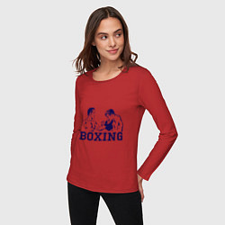 Лонгслив хлопковый женский Бокс Boxing is cool, цвет: красный — фото 2