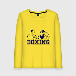 Лонгслив хлопковый женский Бокс Boxing is cool, цвет: желтый