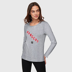 Лонгслив хлопковый женский New York Rangers NHL, цвет: меланж — фото 2