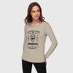 Лонгслив хлопковый женский Arsenal: Football Club Number 1 Legendary, цвет: миндальный — фото 2