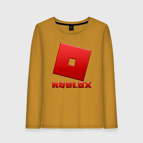 Женский лонгслив ROBLOX логотип красный градиент / Горчичный – фото 1