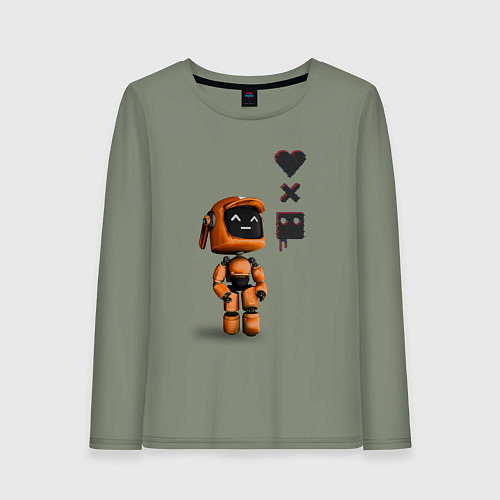 Женский лонгслив Оранжевый робот с логотипом LDR / Авокадо – фото 1
