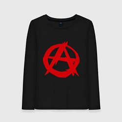 Лонгслив хлопковый женский Символ анархии, цвет: черный