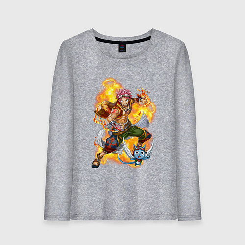 Женский лонгслив Нацу Драгнил и Хеппи / Меланж – фото 1