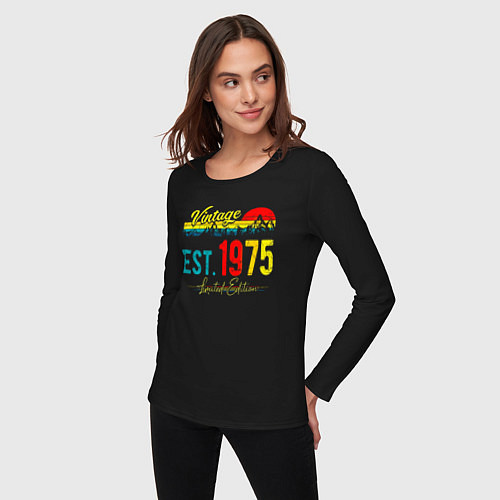 Женский лонгслив Vintage est 1975 Limited Edition / Черный – фото 3
