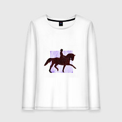 Лонгслив хлопковый женский Конный Спорт Выездка, цвет: белый