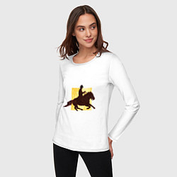 Лонгслив хлопковый женский Конный Спорт Вестерн, цвет: белый — фото 2