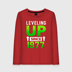Лонгслив хлопковый женский Повышение уровня с 1977 года, цвет: красный