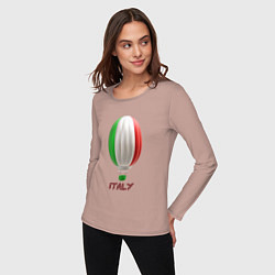 Лонгслив хлопковый женский 3d aerostat Italy flag, цвет: пыльно-розовый — фото 2