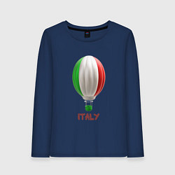 Лонгслив хлопковый женский 3d aerostat Italy flag, цвет: тёмно-синий