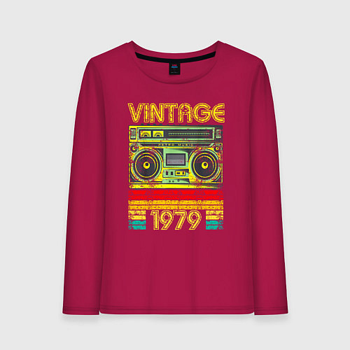 Женский лонгслив Винтаж 1979 аудиомагнитофон / Маджента – фото 1