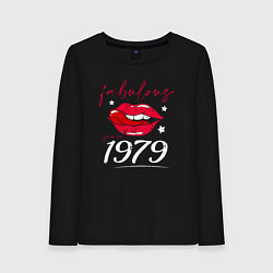 Лонгслив хлопковый женский Невероятный человек с 1979 года, цвет: черный