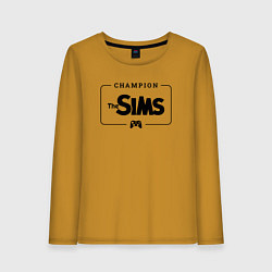 Лонгслив хлопковый женский The Sims Gaming Champion: рамка с лого и джойстико, цвет: горчичный