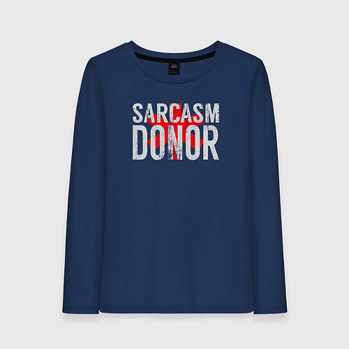 Женский лонгслив Донор Сарказма Sarcasm Donor / Тёмно-синий – фото 1