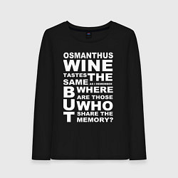 Лонгслив хлопковый женский Чжун Ли Цитата OSMANTHUS WINE Genshin Impact, цвет: черный