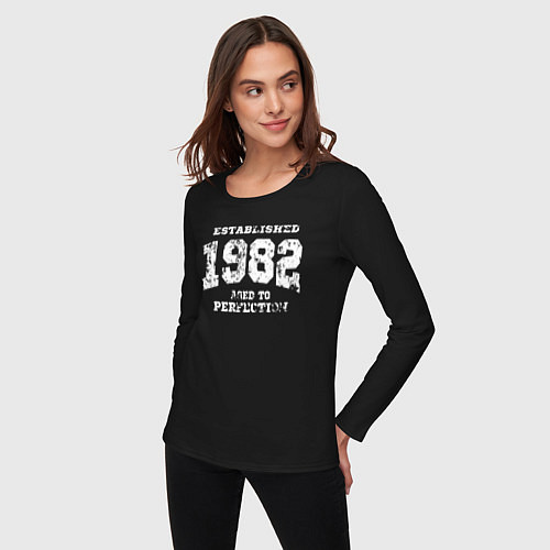 Женский лонгслив Основана в 1982 году доведено до совершенства / Черный – фото 3