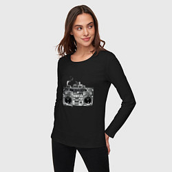 Лонгслив хлопковый женский Wu-Tang Boombox, цвет: черный — фото 2