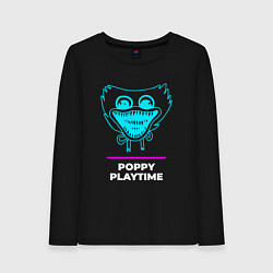 Лонгслив хлопковый женский Символ Poppy Playtime в неоновых цветах, цвет: черный